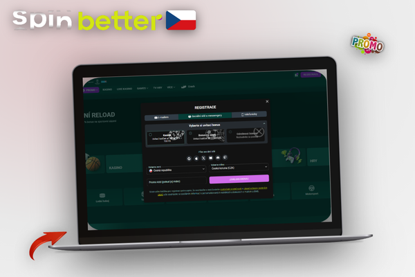 Hráč porovnává metody SpinBetter Casino registrace na notebooku a mobilním telefonu
