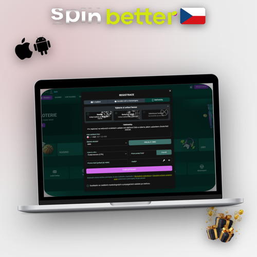 Spinbetter registrace na mobilu a notebooku s tlačítkem pro založení účtu